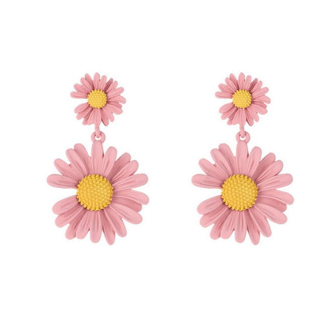 Brincos de 2 Flores Margaridas Amarelas Laszine Shop