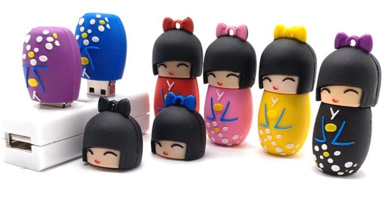 Pen Drive USB Diferente de Gueixa Kimono Fofo Laszine Shop