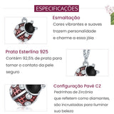 Pingente de Joaninha Vermelha com Argola Simples em Prata Esterlina Laszine Shop