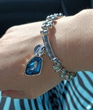 Pulseira Prateada com Pedra Azul Cristal Plava Laszine Shop